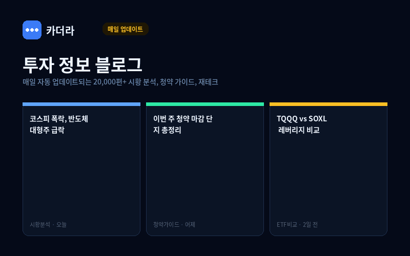 카더라 투자 블로그 — 시황 분석 청약 가이드 재테크 정보