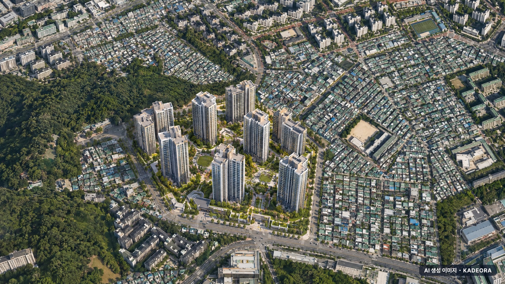 성남시 도환중1 단지 전경 AI 상상도(주간 항공) — 경기 성남시 착공 1,972세대