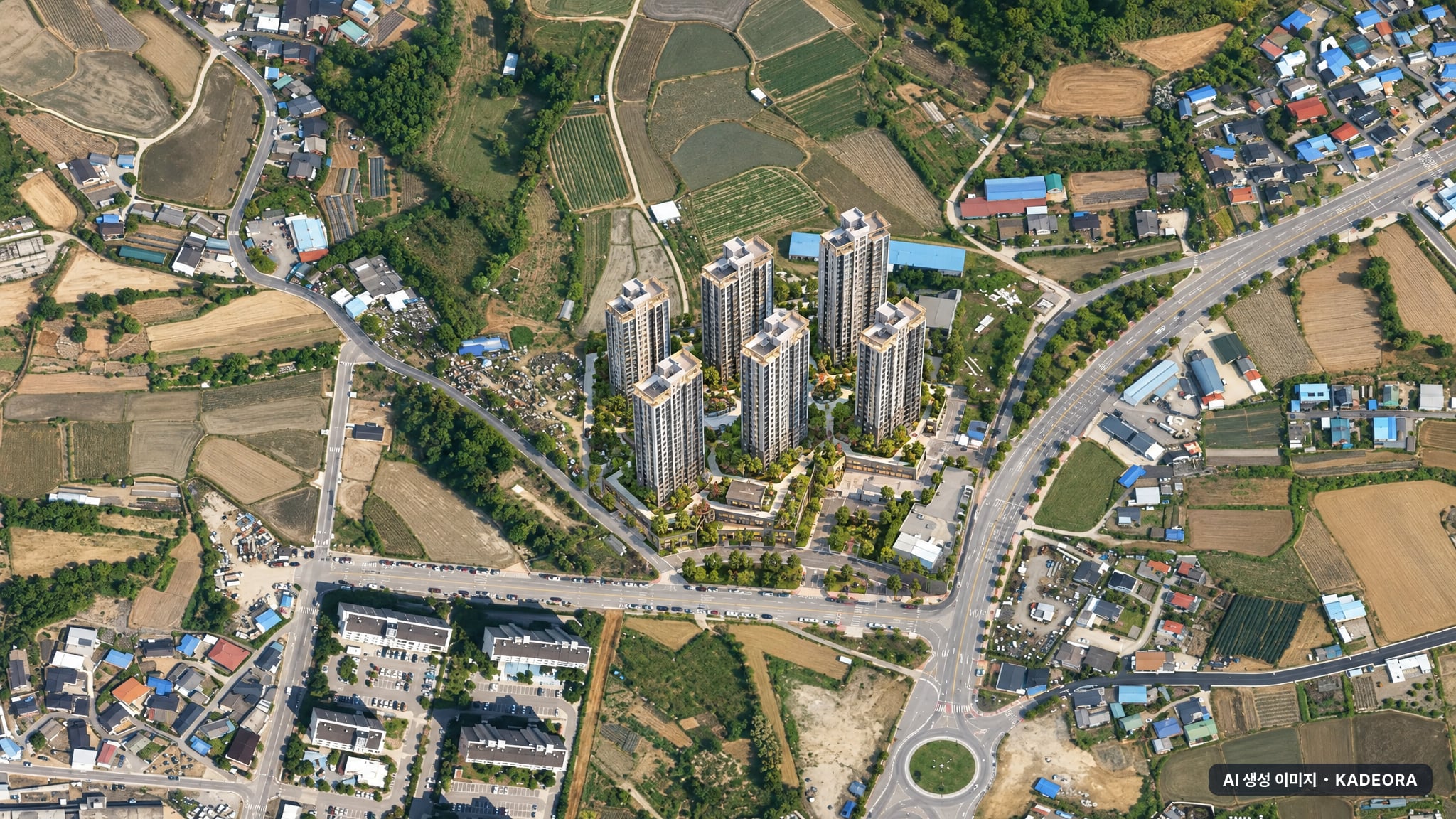 상주자이르네 단지 전경 AI 상상도(주간 항공) — 경북 상주시 착공 773세대