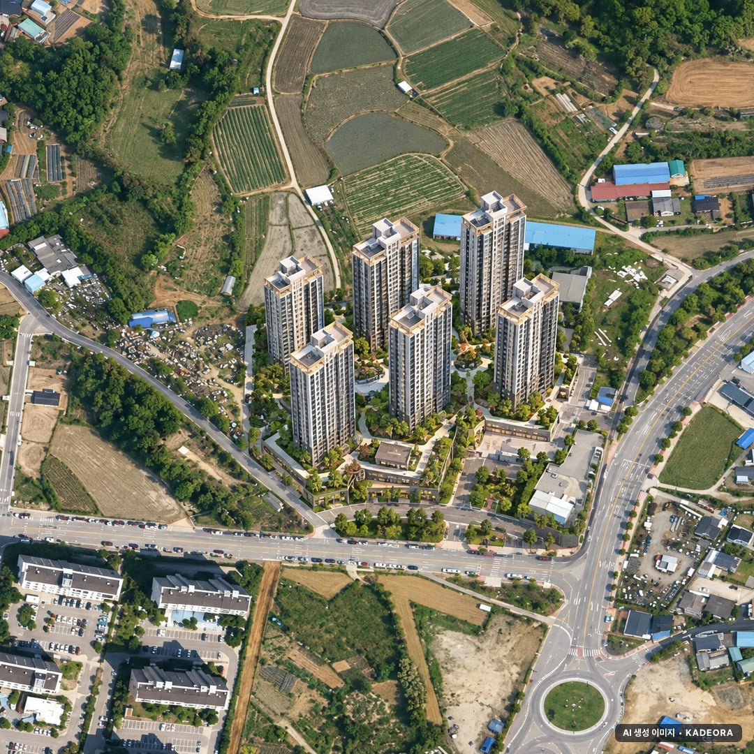 상주자이르네 단지 전경 AI 상상도(주간 항공) — 경북 상주시 착공 773세대