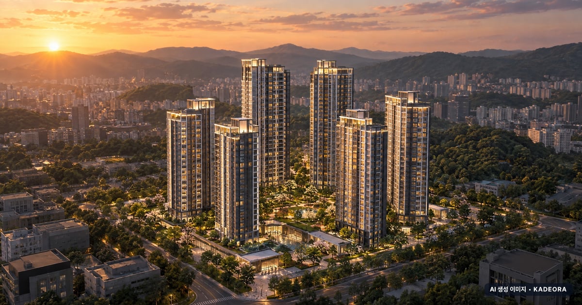 김해 진례지구 C-2BL 디에트르(사전청약) 6개동·최고 25층·총 524세대(이번 502세대 공급) 기준 AI 상상도(노을 항공) — 실제와 다를 수 있음