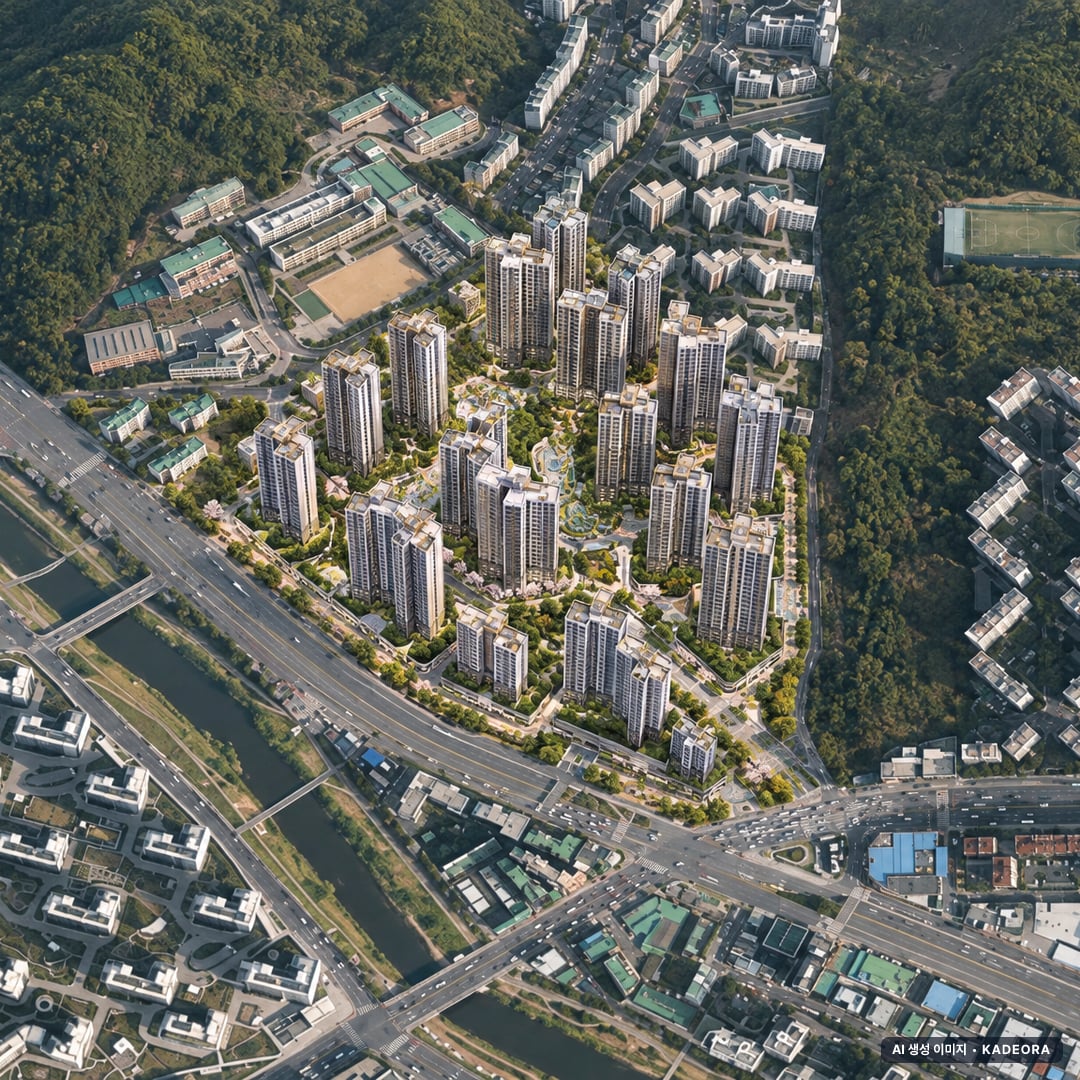 경기 안양 비산동 재개발 조감도 AI 상상도(주간 항공) — 경기 안양시 동안구 조합설립 2,800세대