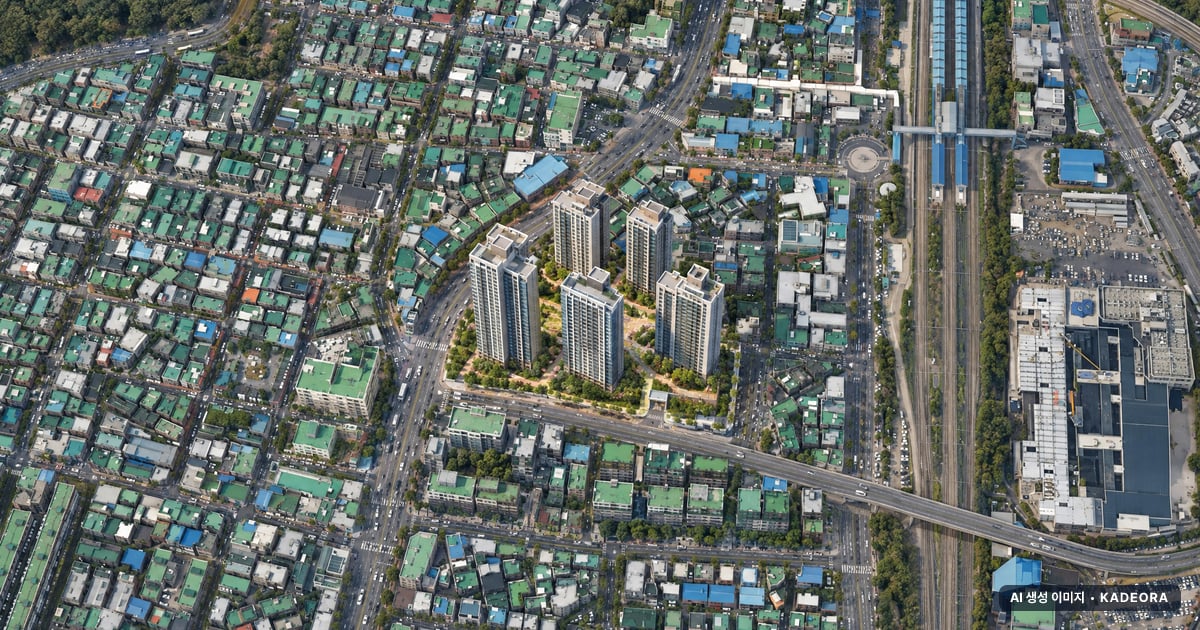 군포10구역 재개발 군포10구역 단지 전경 AI 상상도 — 군포시 당동 978세대