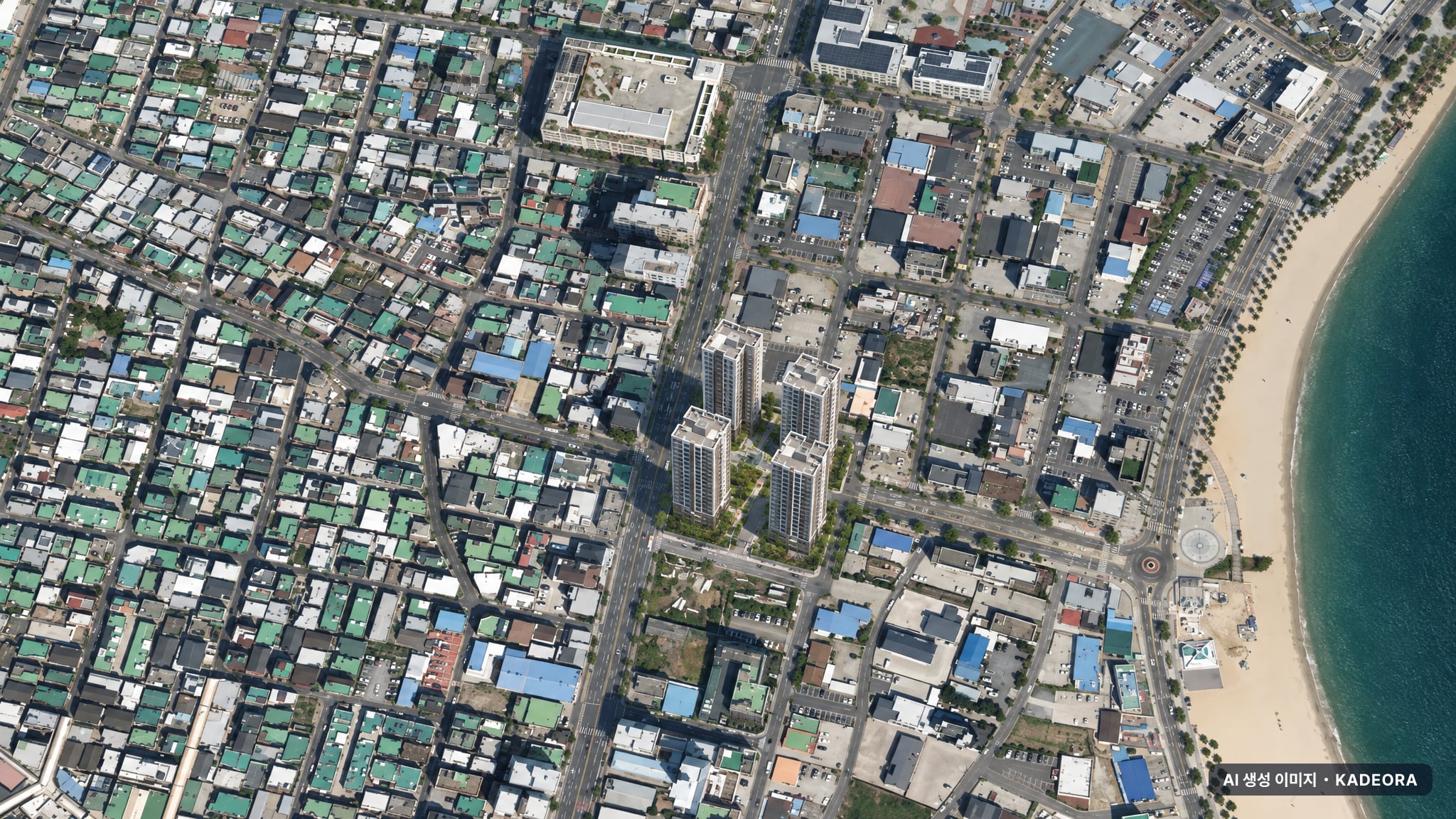 울산시 동구 화정동 638-3 주거복합단지 신축공사 단지 전경 AI 상상도(주간 항공) — 동구 356세대