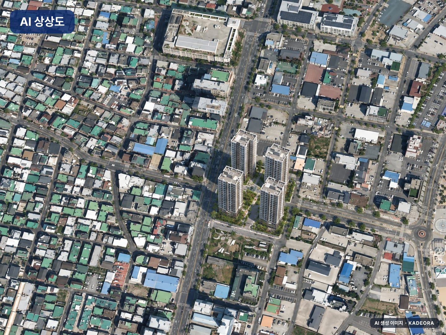 울산시 동구 화정동 638-3 주거복합단지 신축공사 단지 전경 AI 상상도(주간 항공) — 동구 356세대