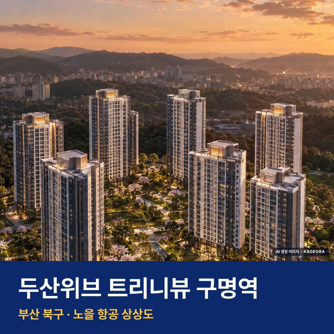 두산위브 트리니뷰 구명역 단지 전경 AI 상상도 — 북구 구포동 288세대