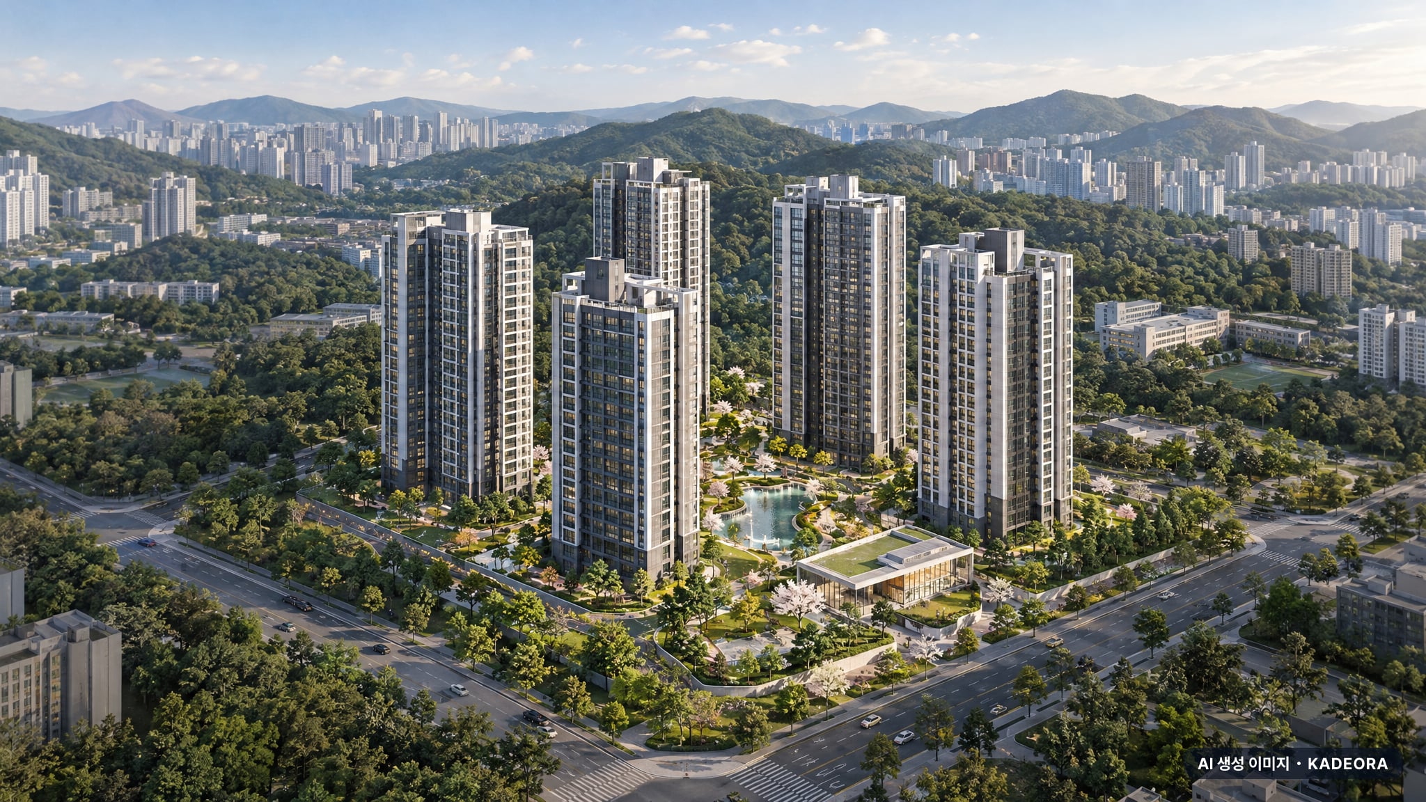 왕숙 아테라 공공분양주택(본청약) 단지 전경 AI 상상도(주간 항공) — 경기 남양주시 착공 812세대