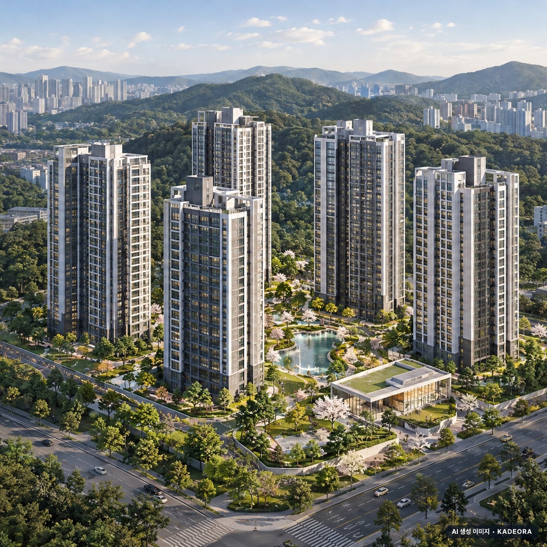왕숙 아테라 공공분양주택(본청약) 단지 전경 AI 상상도(주간 항공) — 경기 남양주시 착공 812세대