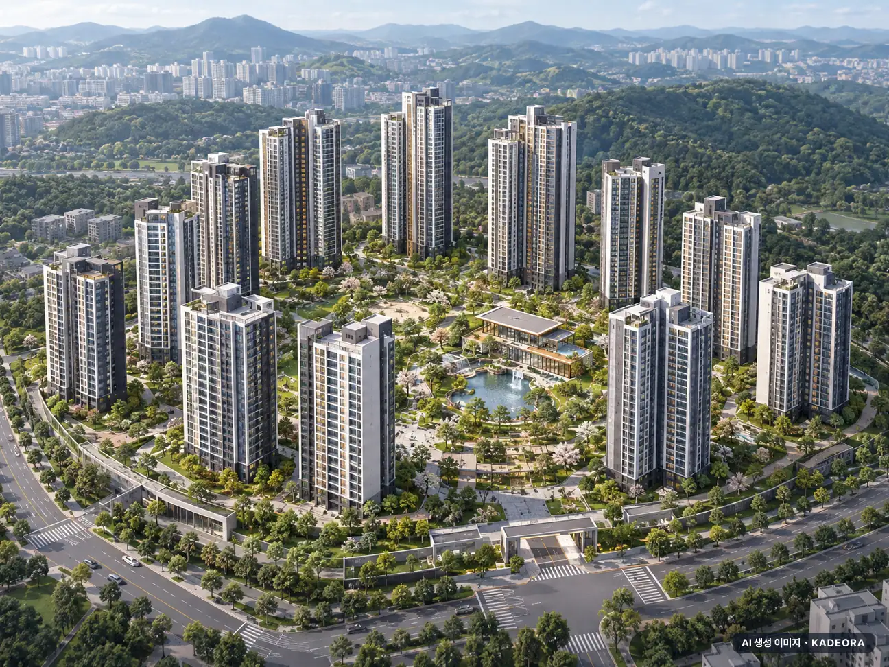 동래사적공원 대광로제비앙 14개동·최고 28층·총 1,025세대 기준 AI 상상도(주간 항공) — 실제와 다를 수 있음