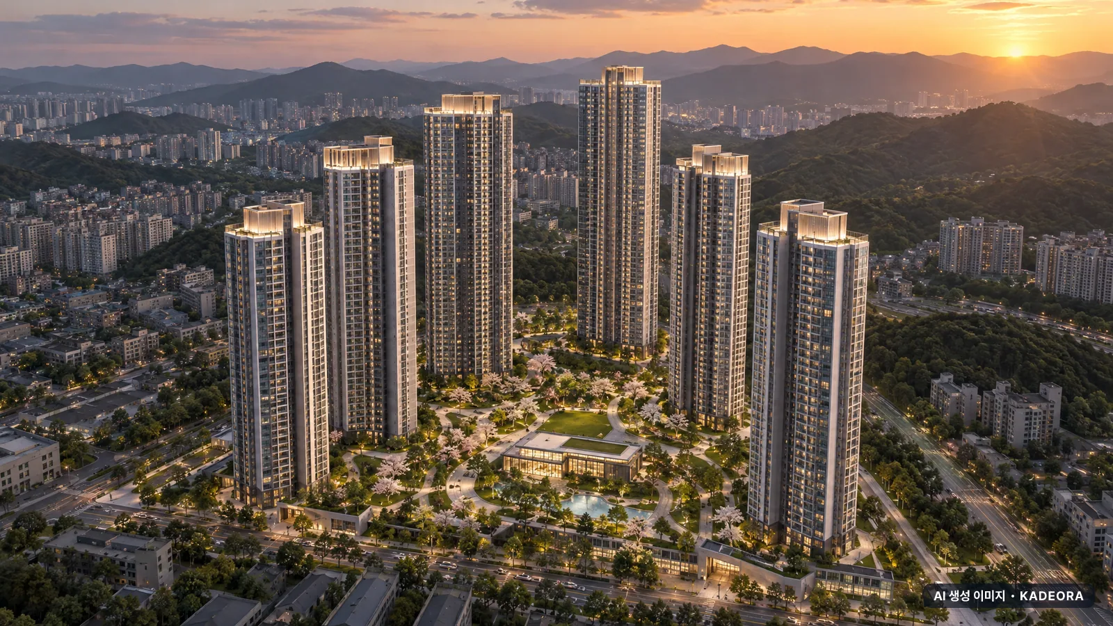 인하대역 수자인 로이센트(4차) 단지 전경 AI 상상도(저녁) — 미추홀구 아파트 분양