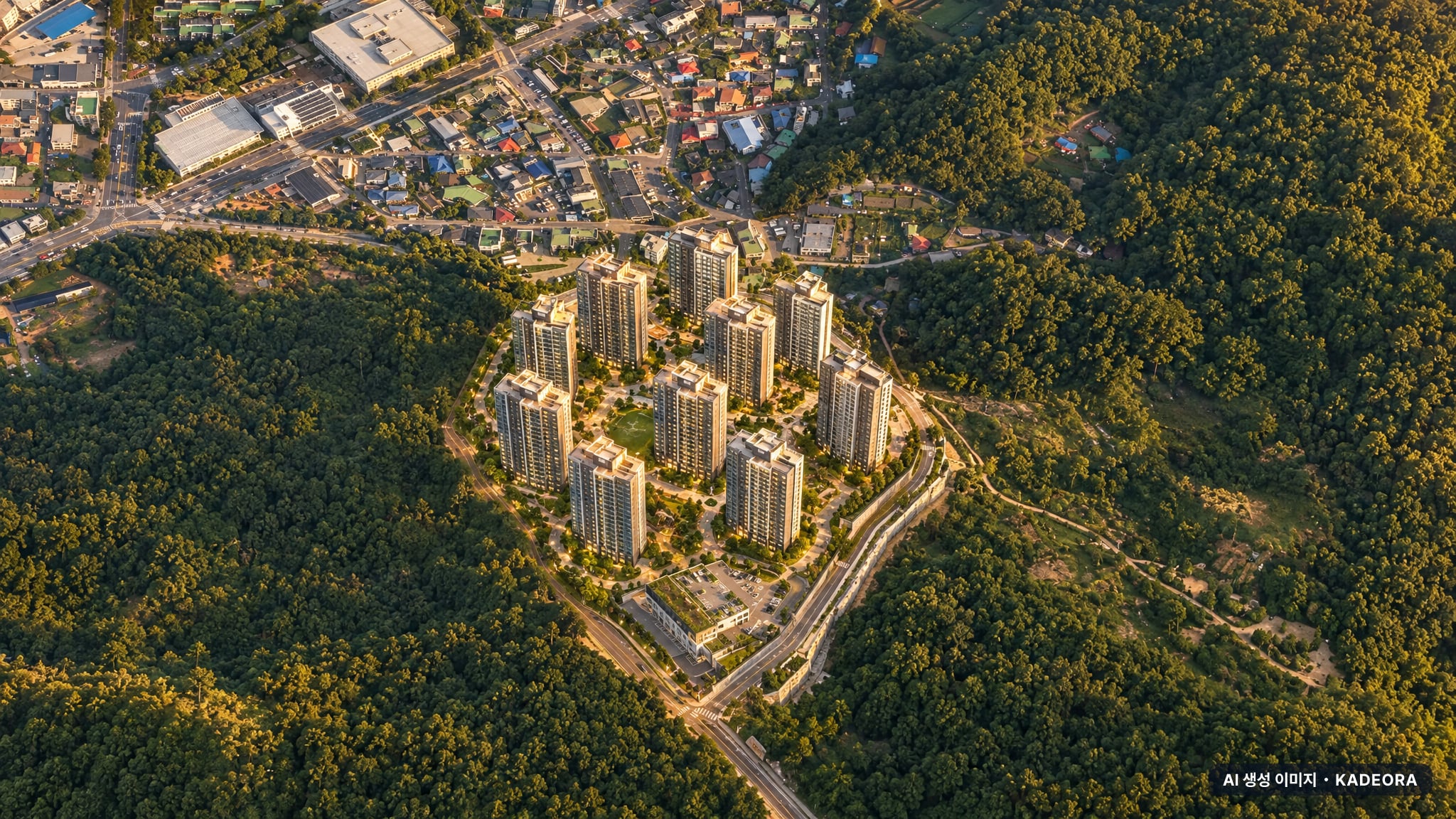 대전 문화공원 수자인 노을 항공 상상도 · AI 생성 이미지로 실제와 다를 수 있음 대전 문화공원 수자인 단지 전경 AI 상상도(노을 항공) — 대전 중구 착공 509세대