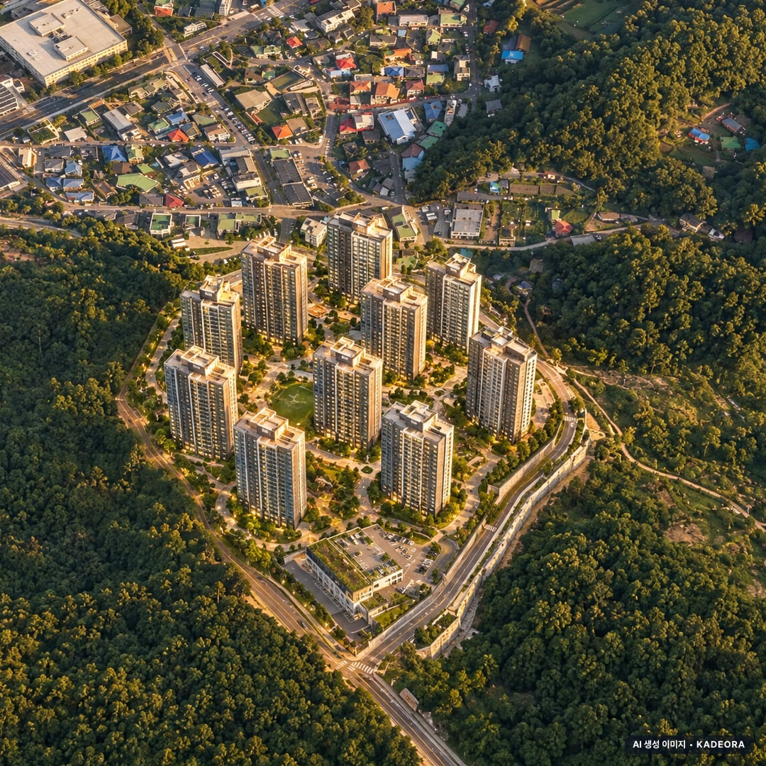 대전 문화공원 수자인 단지 전경 AI 상상도(노을 항공) — 대전 중구 착공 509세대