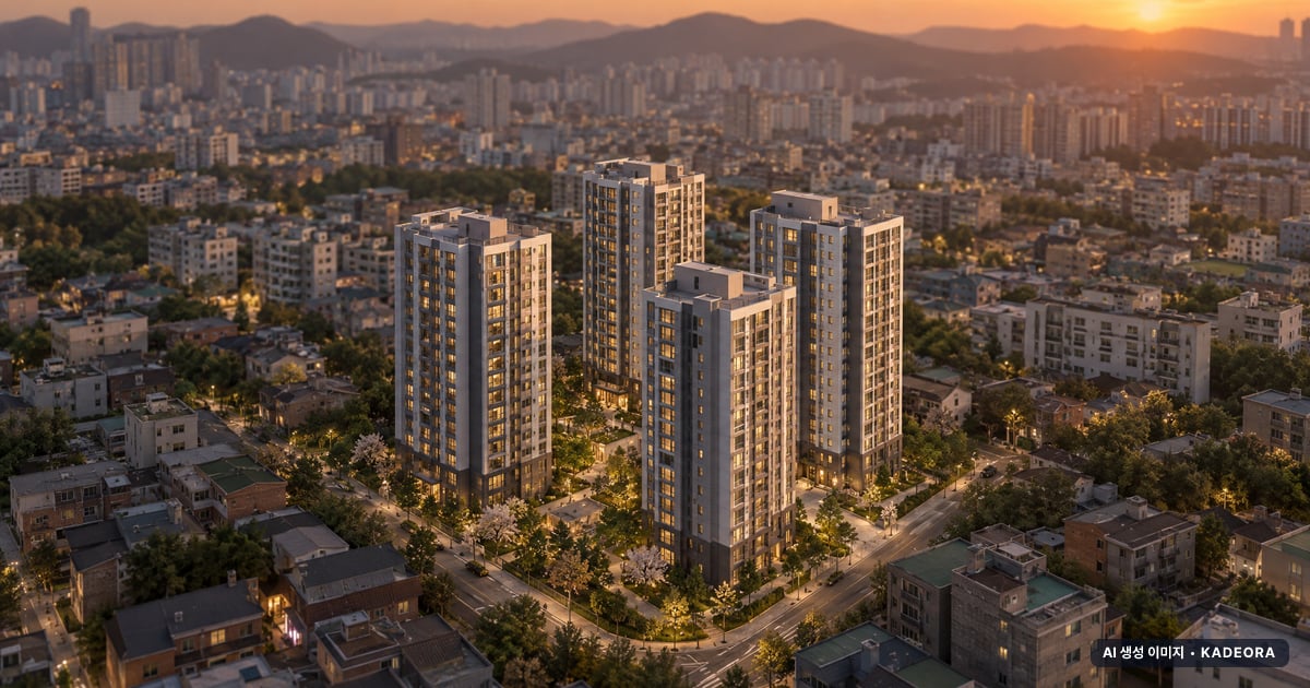 익산 부송에코르 10년 공공임대주택 4개동·총 300세대 기준 AI 상상도(노을 항공) — 실제와 다를 수 있음