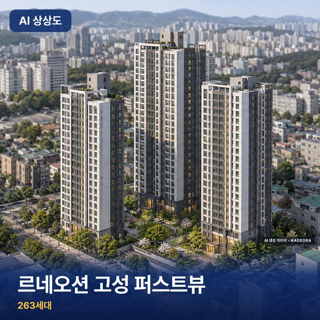 르네오션 고성 퍼스트뷰 완공 AI 상상도 카드