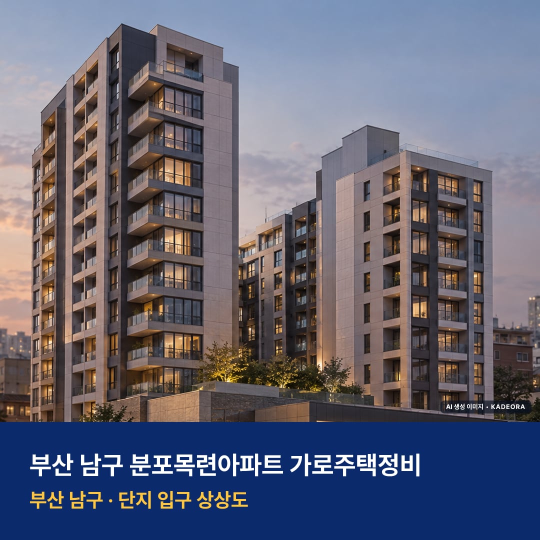 분포목련아파트 가로주택정비 단지 전경 AI 상상도 — 남구 용호동 355세대