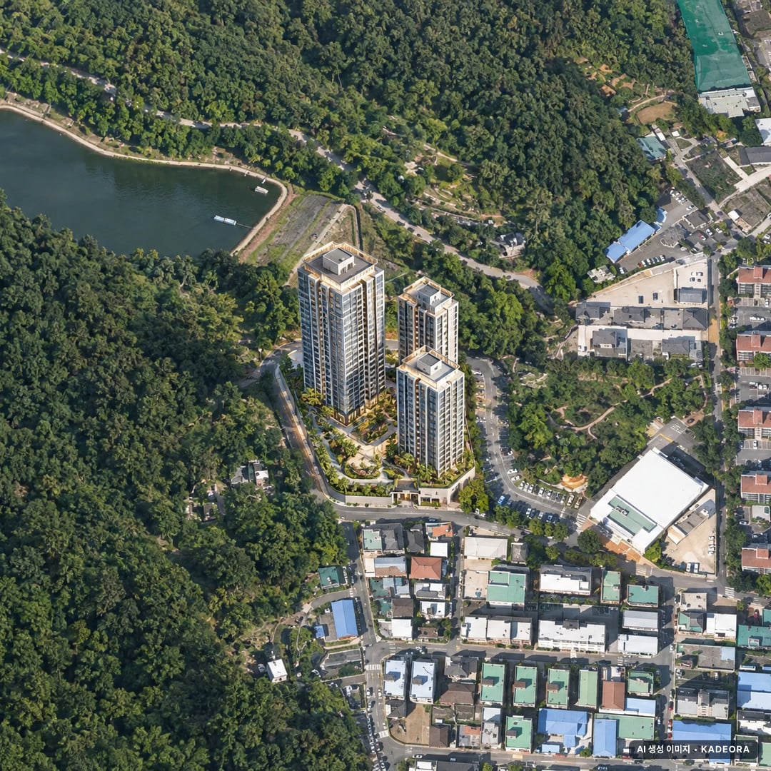 기장 이진캐스빌 포레 단지 전경 AI 상상도(주간 항공) — 부산 기장군 착공 138세대