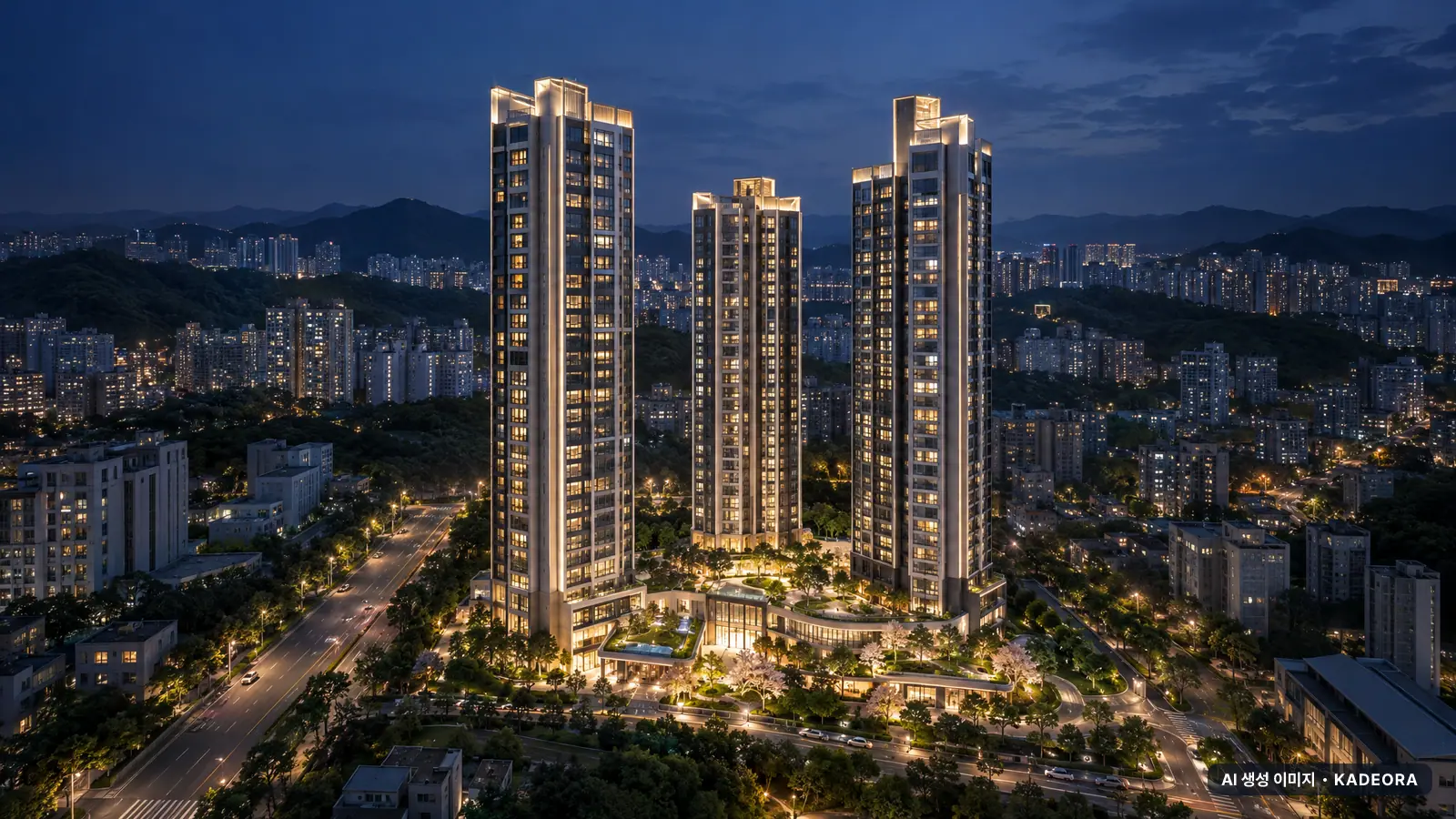 기장 이진캐스빌 포레 단지 전경 AI 상상도 — 기장군 기장읍 대라리 138세대
