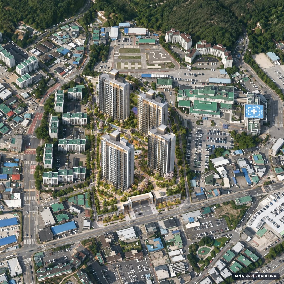 의정부시 금오1구역 조감도 AI 상상도(주간 항공) — 경기 의정부시 착공 790세대