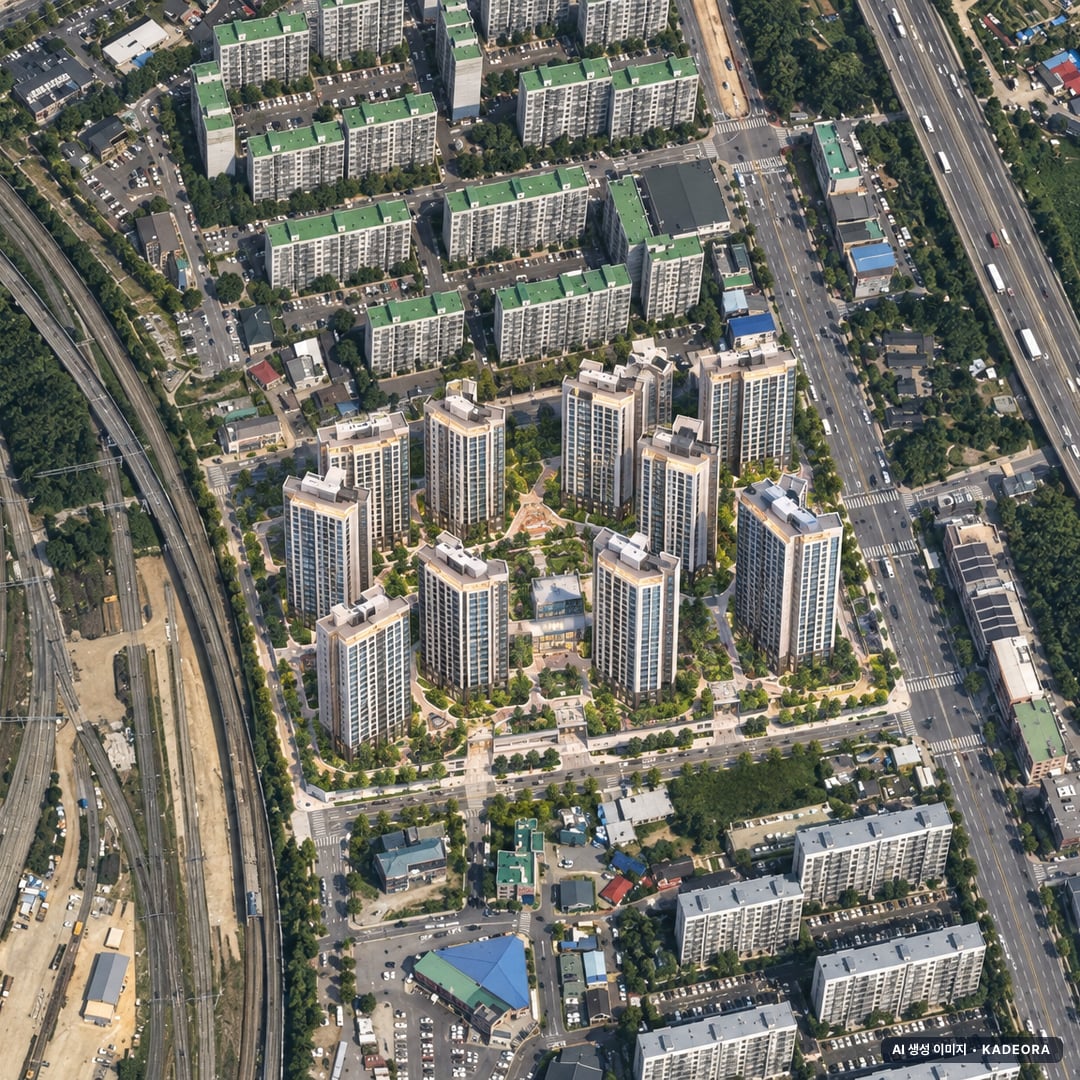 쌍용 더 플래티넘 네이처 단지 전경 AI 상상도(주간 항공) — 대전 대덕구 착공 334세대
