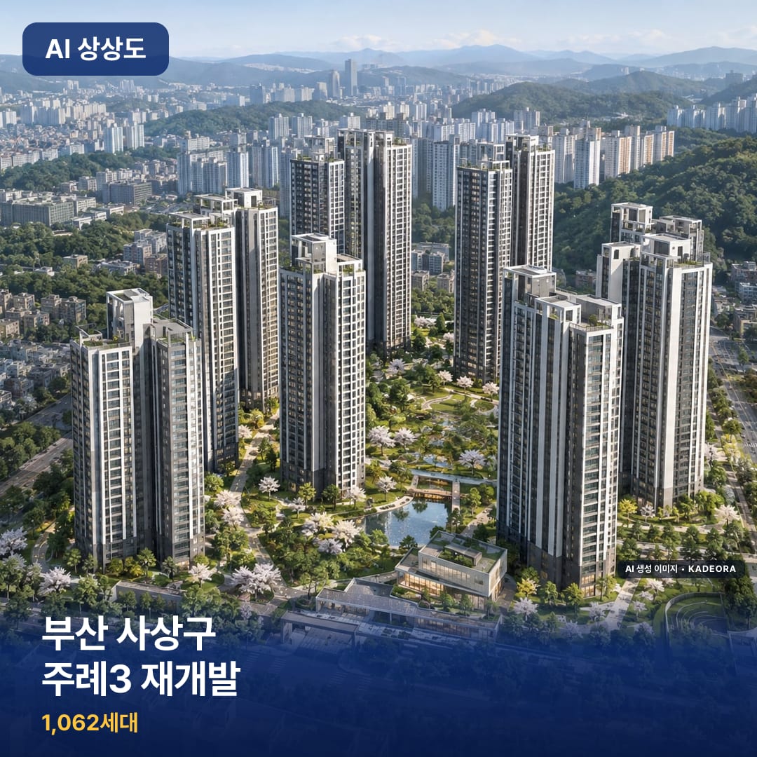 부산 사상구 주례3 재개발 단지 썸네일 — AI 생성 이미지