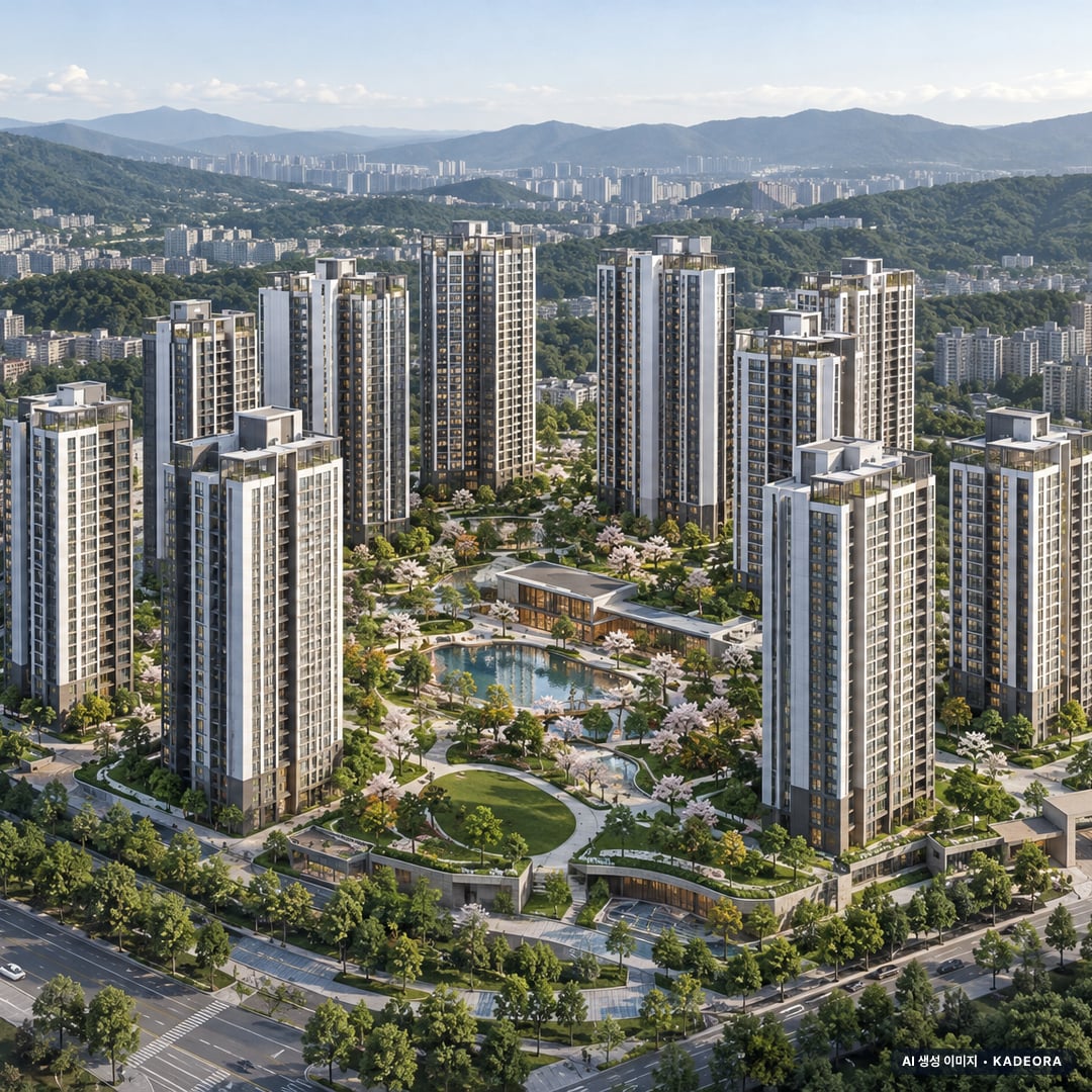 고양창릉 S-4블록 공공분양주택(본청약) 단지 전경 AI 상상도(주간 항공) — 경기 고양시 착공 1,024세대
