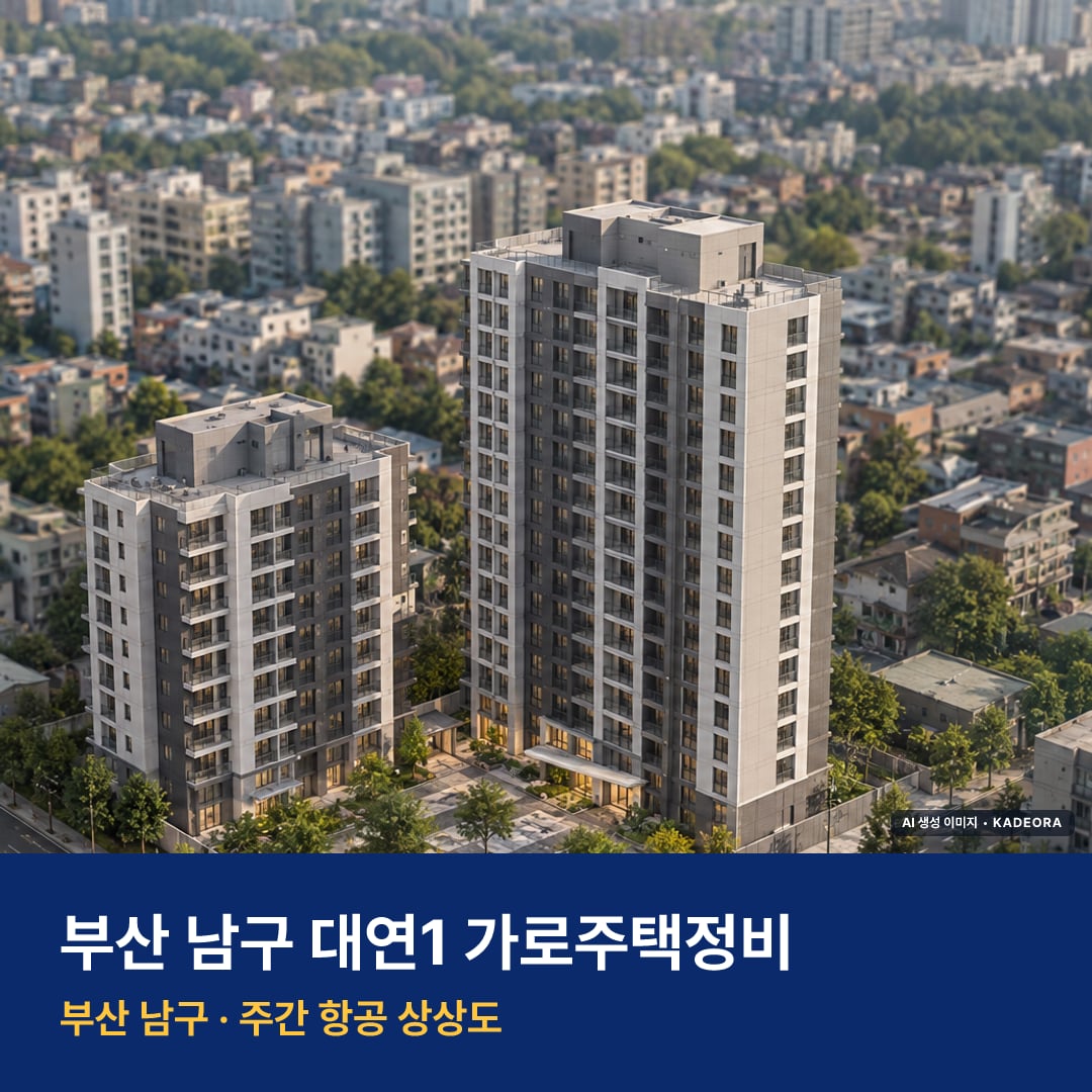 대연1 가로주택정비 단지 전경 AI 상상도 — 남구 대연동 189세대