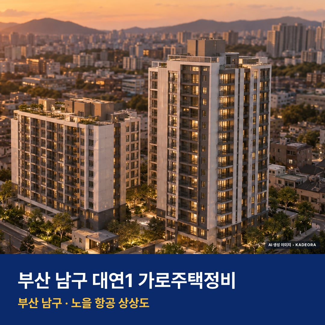 대연1 가로주택정비 단지 전경 AI 상상도 — 남구 대연동 189세대