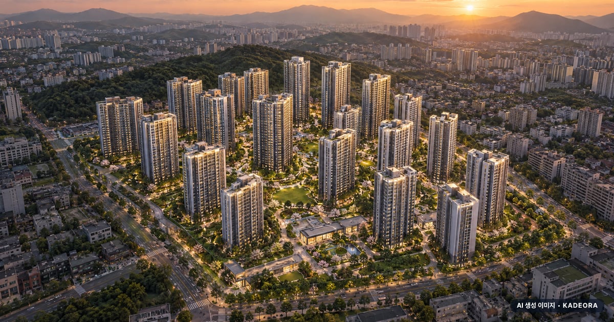신평1 재개발 총 2,240세대 기준 AI 상상도(노을 항공) — 실제와 다를 수 있음