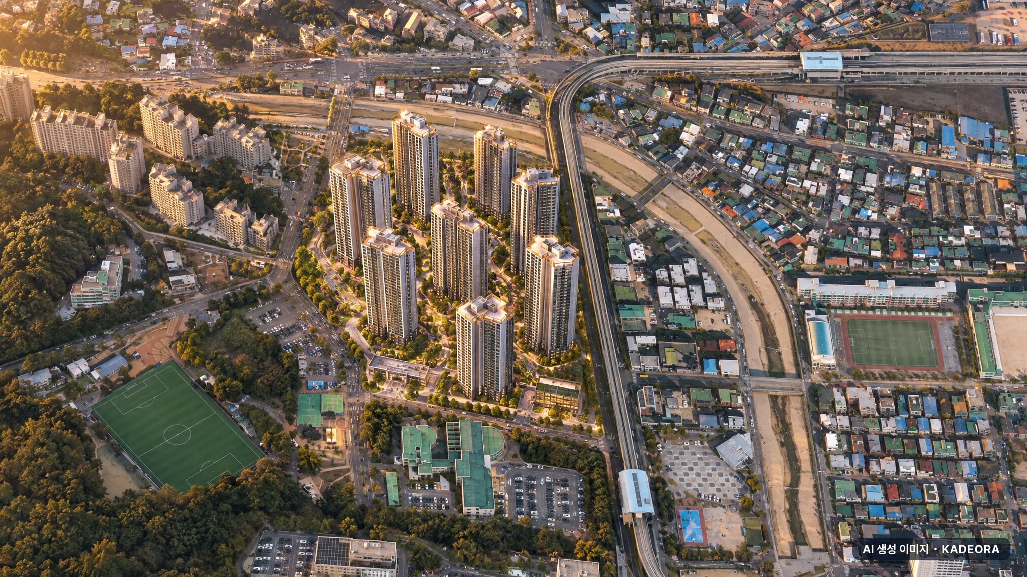 의정부시 가능4구역 조감도 AI 상상도(노을 항공) — 경기 의정부시 부지계획 1,299세대