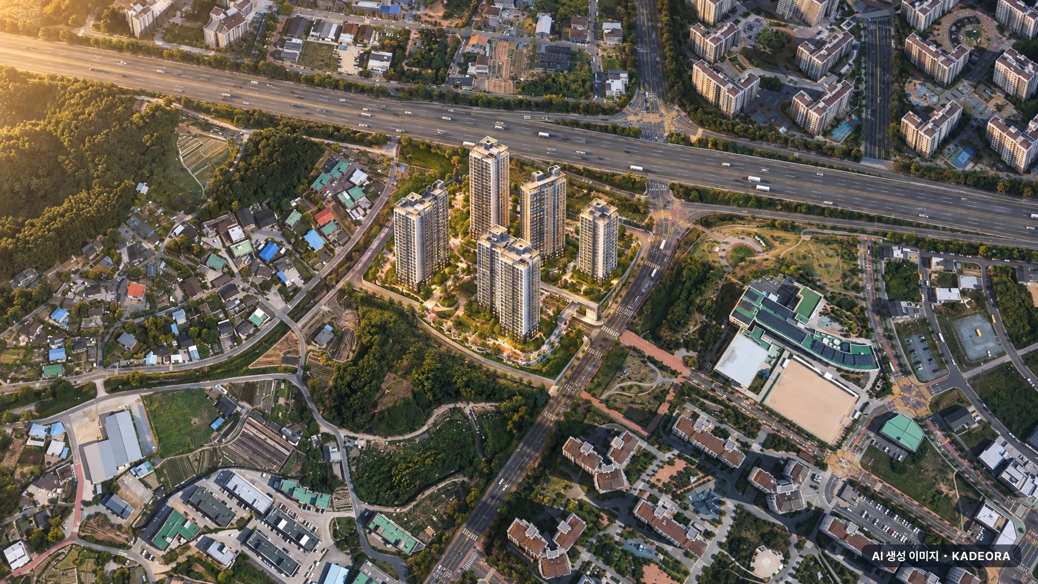 울산 더파크 비스타동원 조감도 AI 상상도(노을 항공) — 울산 북구 분양 예고 998세대