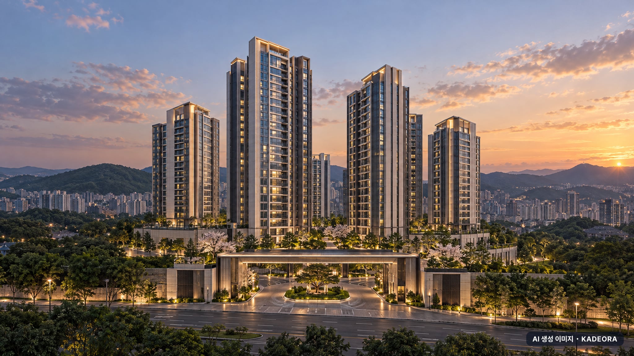 울산 더파크 비스타동원 조감도 AI 상상도(단지 입구) — 울산 북구 분양 예고 998세대