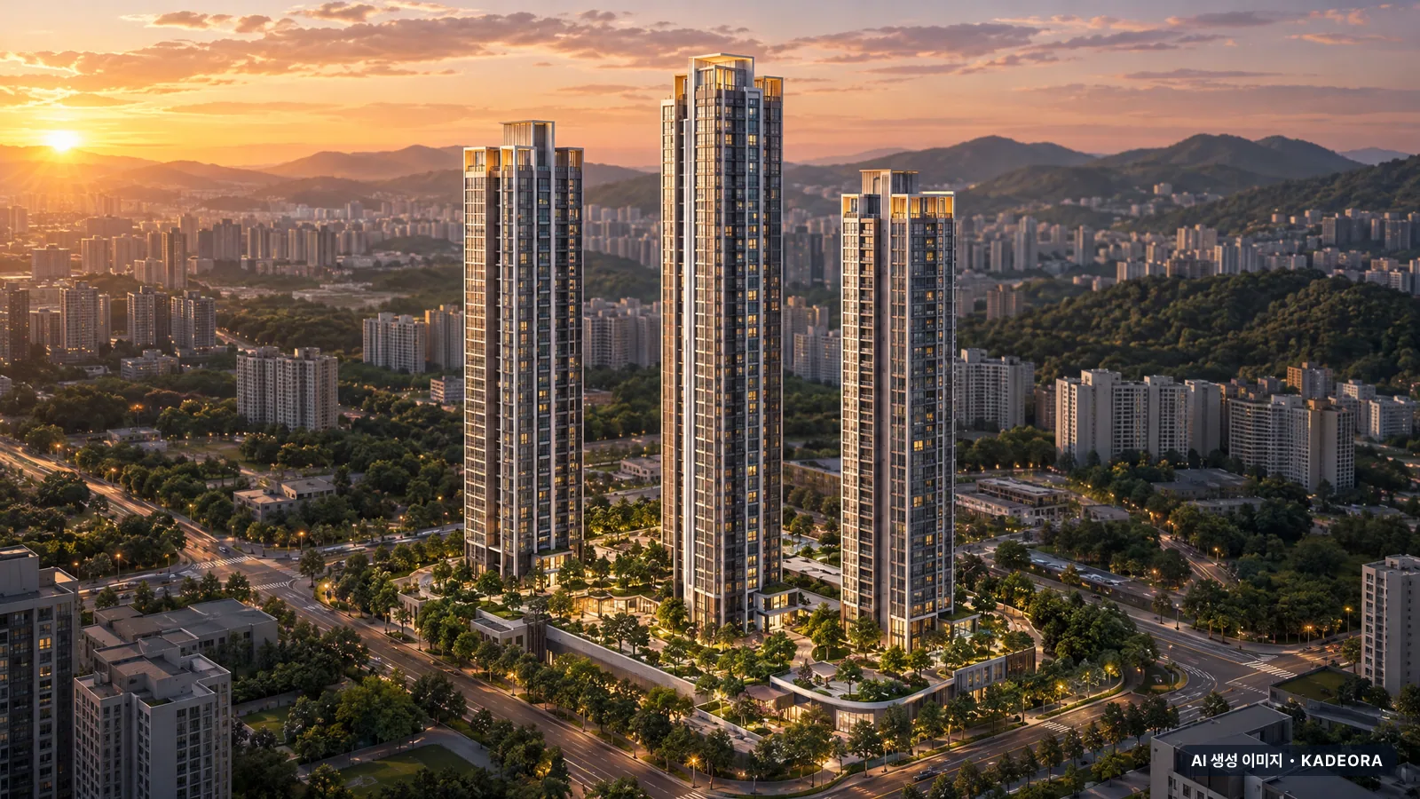의정부역 센트럴 아이파크 (5차) 단지 전경 AI 상상도(저녁) — 의정부시 아파트 분양