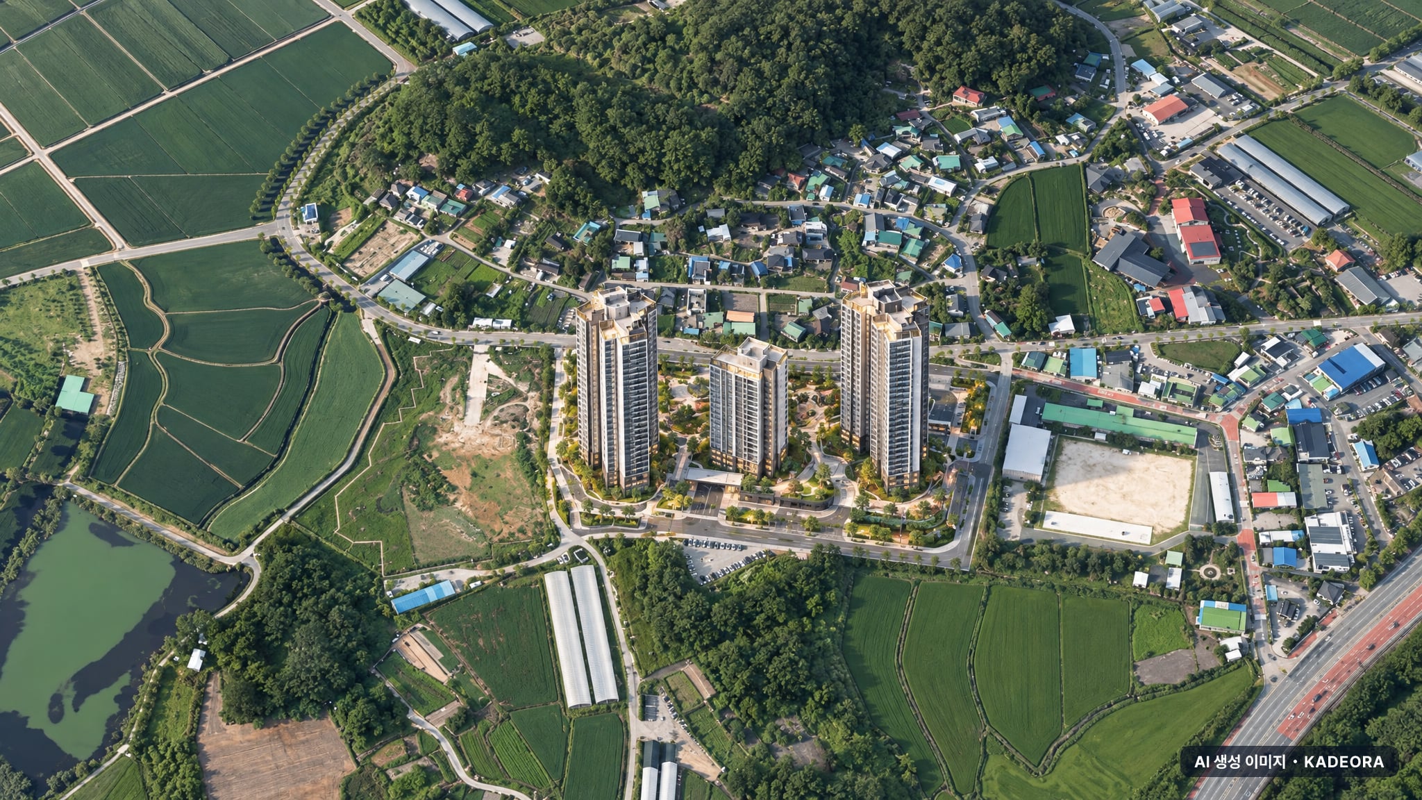 한양립스 에듀포레 단지 전경 AI 상상도(주간 항공) — 광주 광산구 착공 118세대
