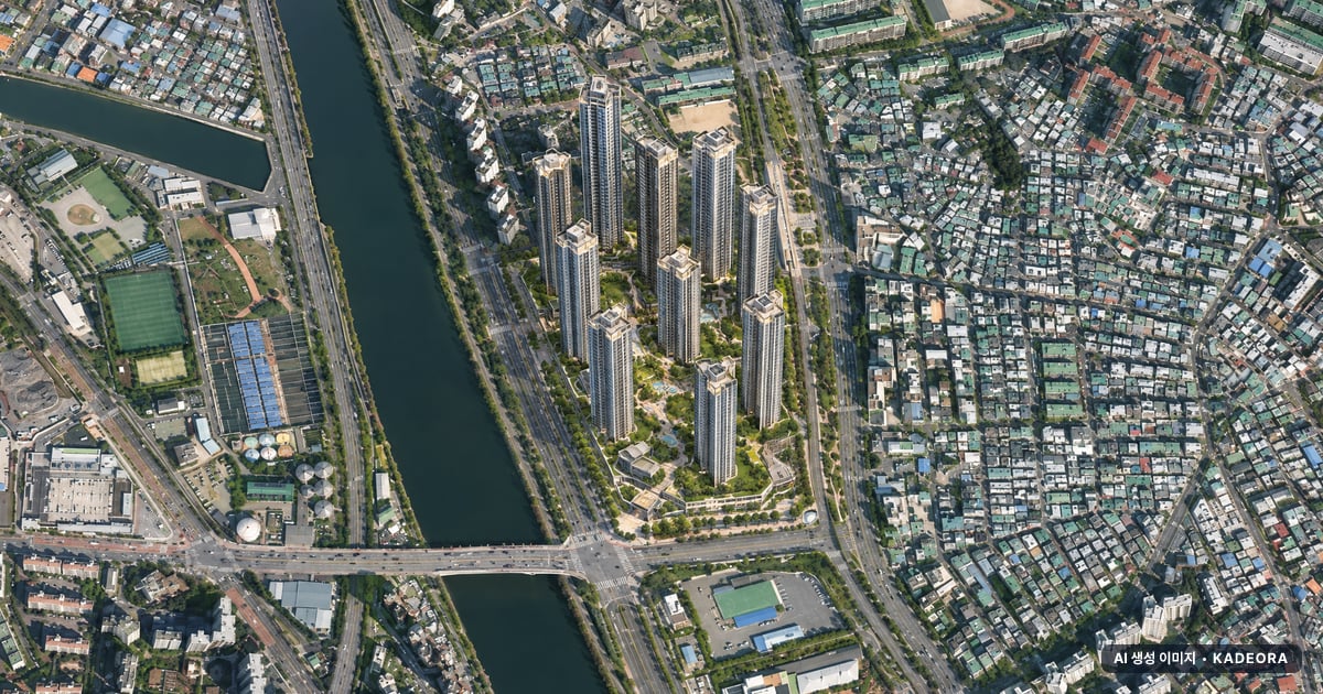 르엘 리버파크 센텀 단지 전경 AI 상상도 — 해운대구 재송동 2,070세대