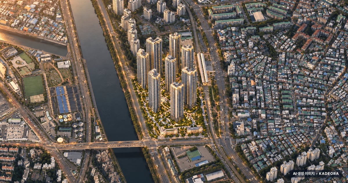 르엘 리버파크 센텀 9개동·최고 67층·총 2,070세대 기준 AI 상상도(노을 항공) — 실제와 다를 수 있음