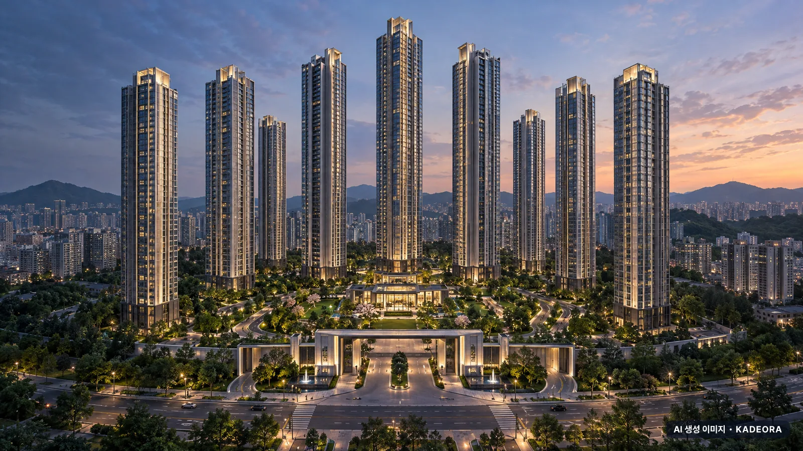 르엘 리버파크 센텀 9개동·최고 67층·총 2,070세대 기준 AI 상상도(단지 입구) — 실제와 다를 수 있음