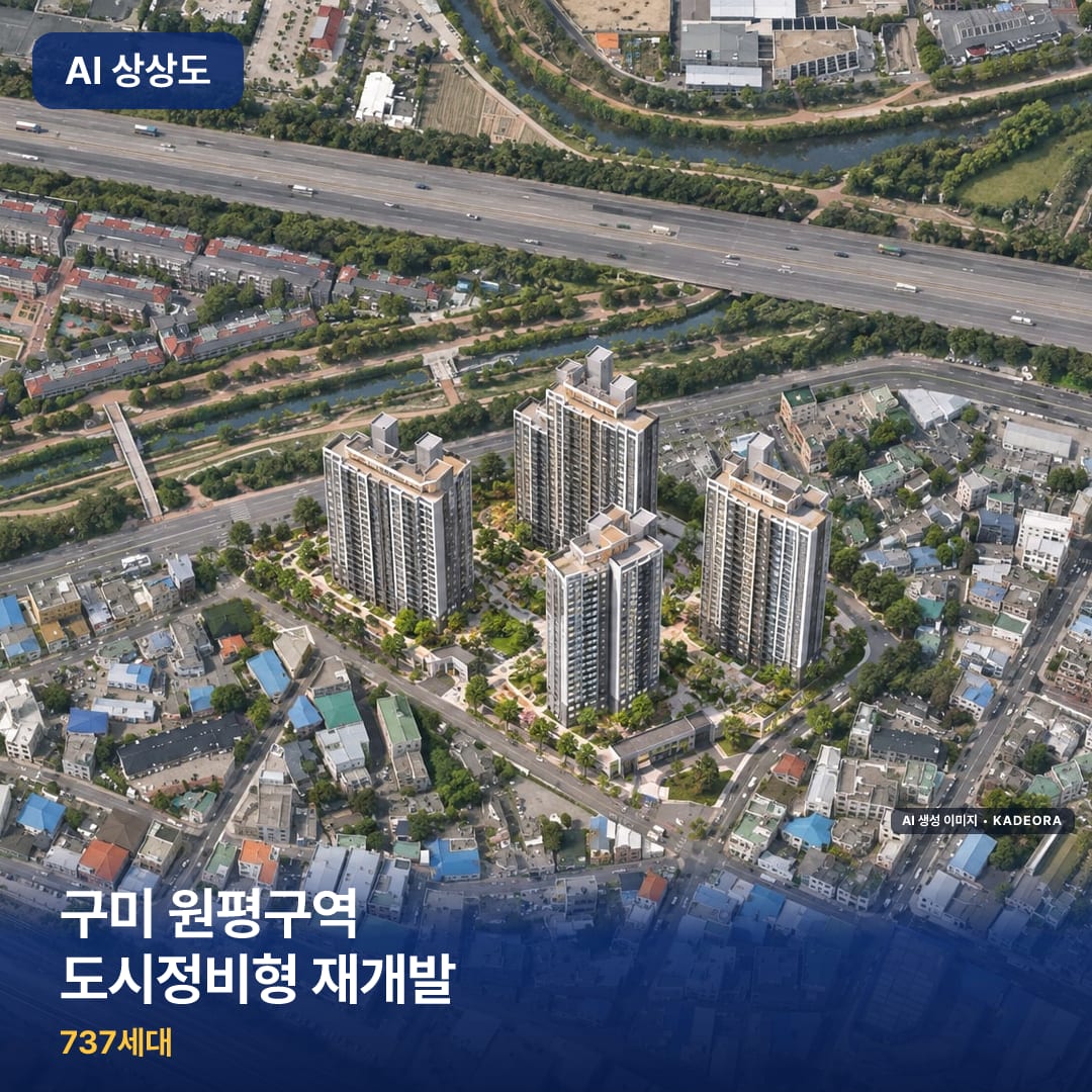 구미 원평구역 도시정비형 재개발 단지 썸네일 — AI 생성 이미지