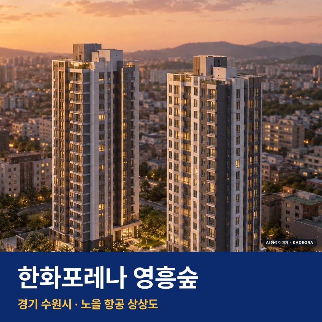 한화포레나 영흥숲 단지 전경 AI 상상도 — 수원시 원천동