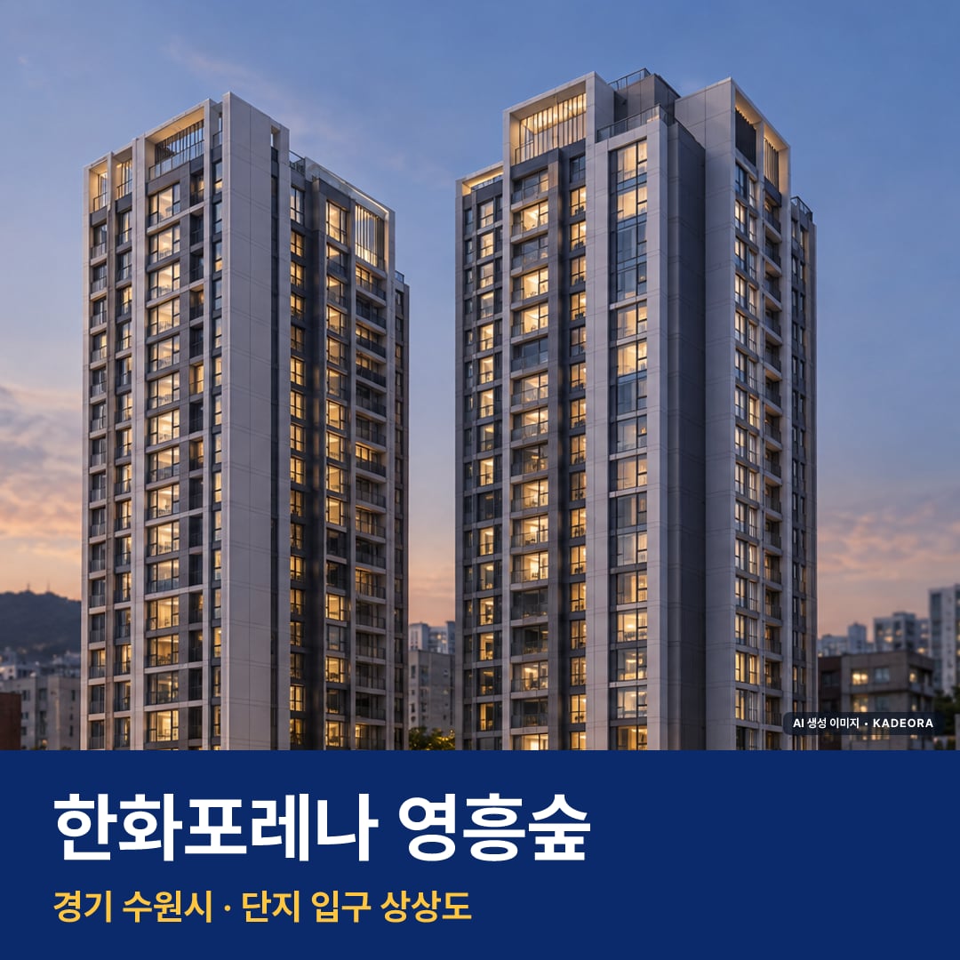 한화포레나 영흥숲 단지 전경 AI 상상도 — 수원시 원천동