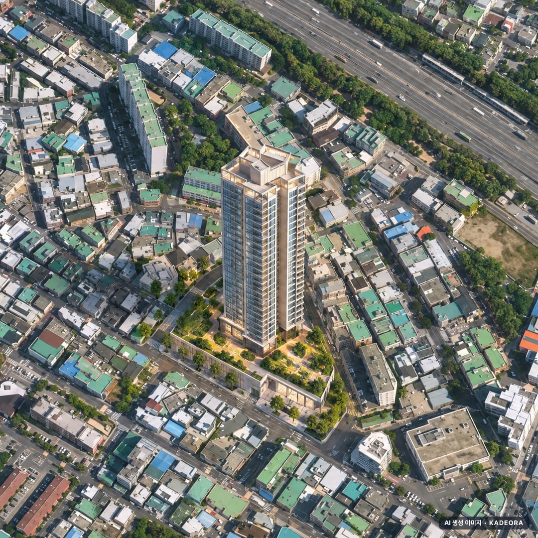무거 비스타동원 단지 전경 AI 상상도(주간 항공) — 울산 남구 착공 481세대
