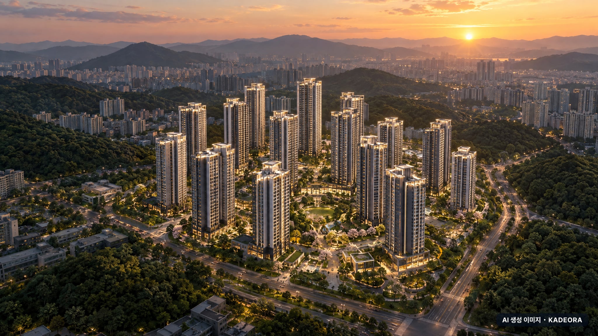 검단 센트레빌 에듀시티(AB8BL) 노을 항공 상상도 · AI 생성 이미지로 실제와 다를 수 있음 검단 센트레빌 에듀시티(AB8BL) 단지 전경 AI 상상도(노을 항공) — 인천 검단구 착공 1,534세대