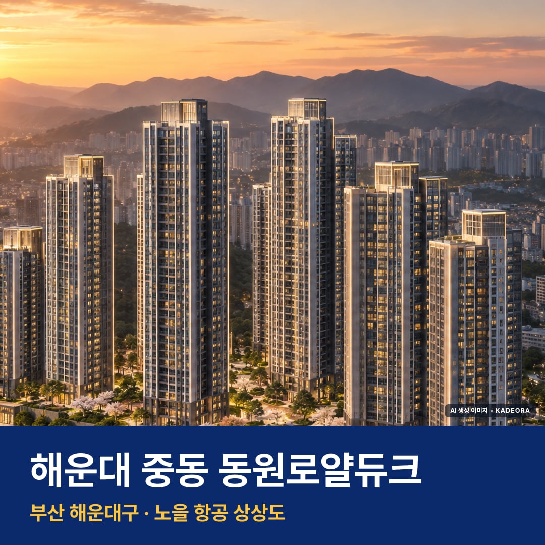 해운대 중동 동원로얄듀크 단지 전경 AI 상상도 — 해운대구 중동 618세대