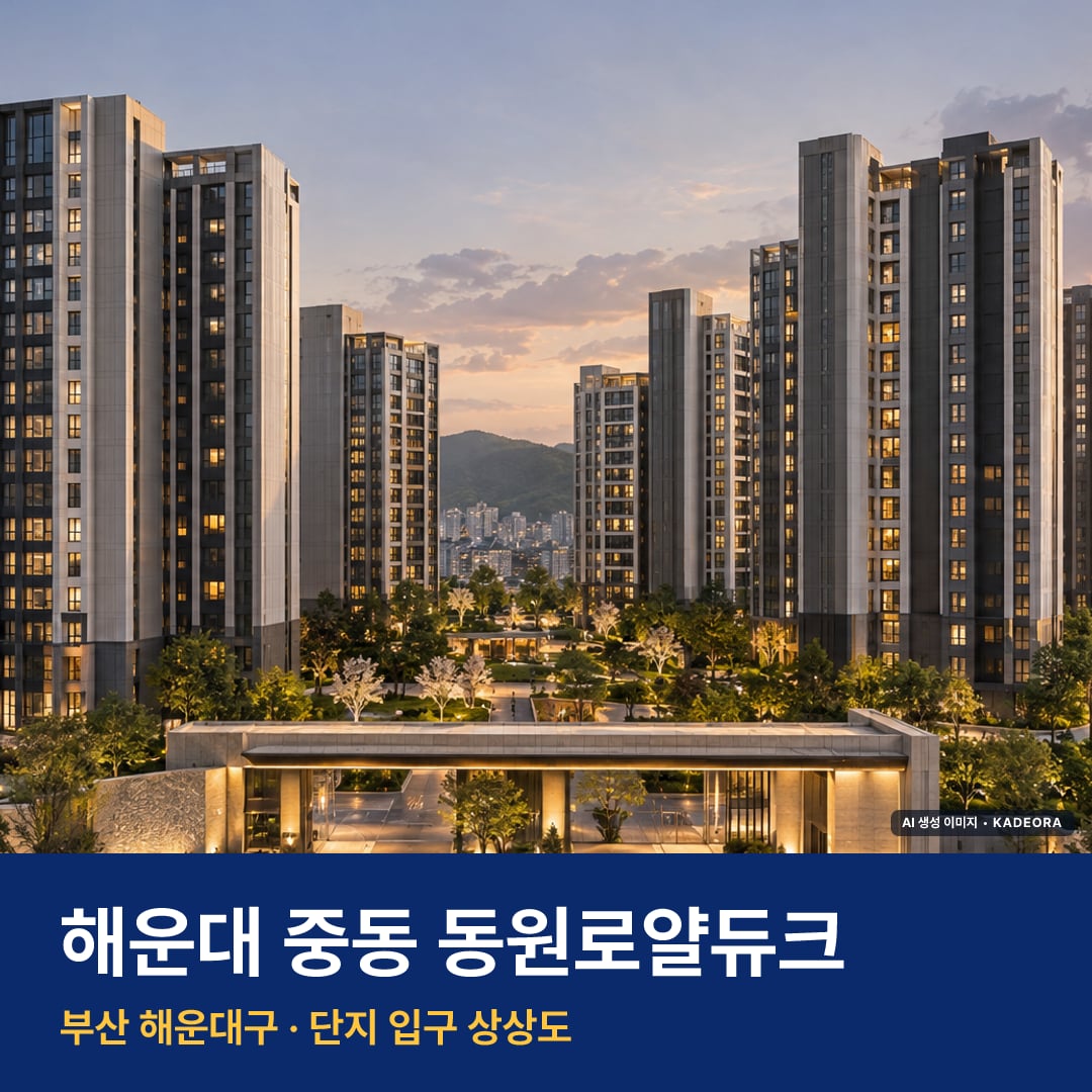 해운대 중동 동원로얄듀크 단지 전경 AI 상상도 — 해운대구 중동 618세대