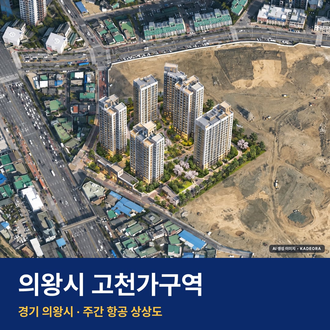 의왕시 고천가구역 재개발 의왕시 고천가구역 단지 전경 AI 상상도 — 의왕시 고천동 929세대