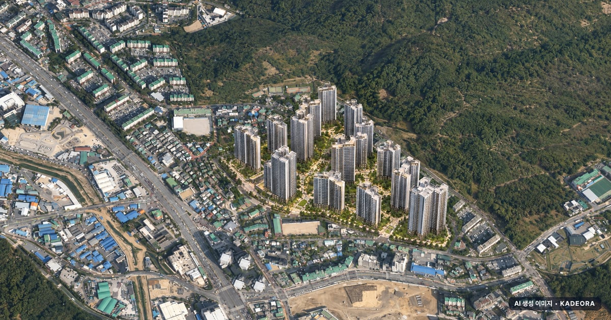 의왕시 오전다구역 분양가 단지 전경 · AI 생성 상상도 · 실제와 다를 수 있음