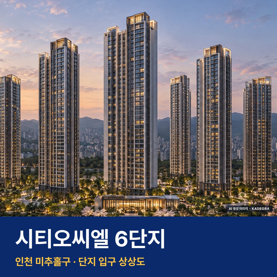 시티오씨엘 6단지 단지 전경 AI 상상도 — 미추홀구 학익동 1,734세대