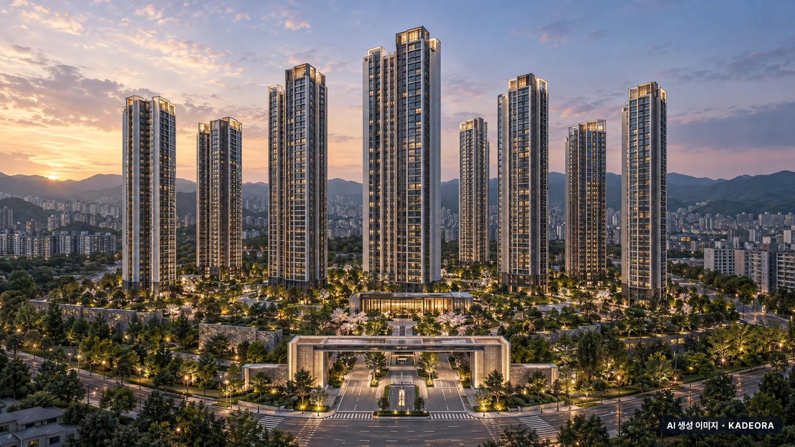 시티오씨엘 6단지 9개동·최고 47층·총 1,734세대 기준 AI 상상도(단지 입구) — 실제와 다를 수 있음