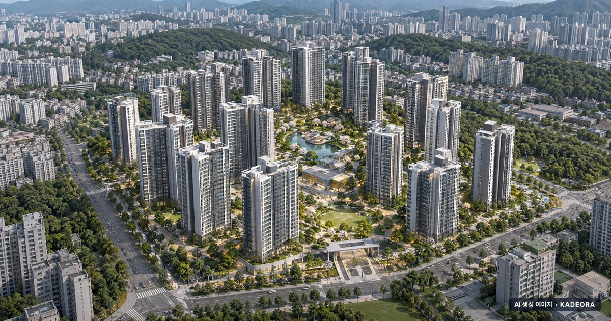 트리븐 센텀 재개발 트리븐 센텀 단지 전경 AI 상상도 — 해운대구 반여동 1,644세대