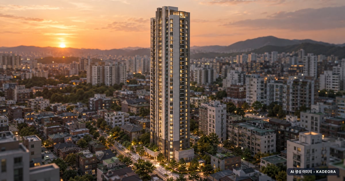힐스테이트 선암호수공원 2단지 1개동·최고 43층·총 193세대 기준 AI 상상도(노을 항공) — 실제와 다를 수 있음