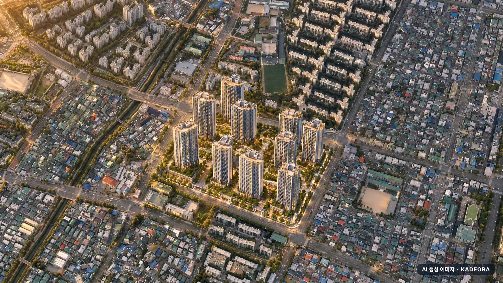 수원시 113-6 총 2,022세대 기준 AI 상상도(노을 항공) — 실제와 다를 수 있음
